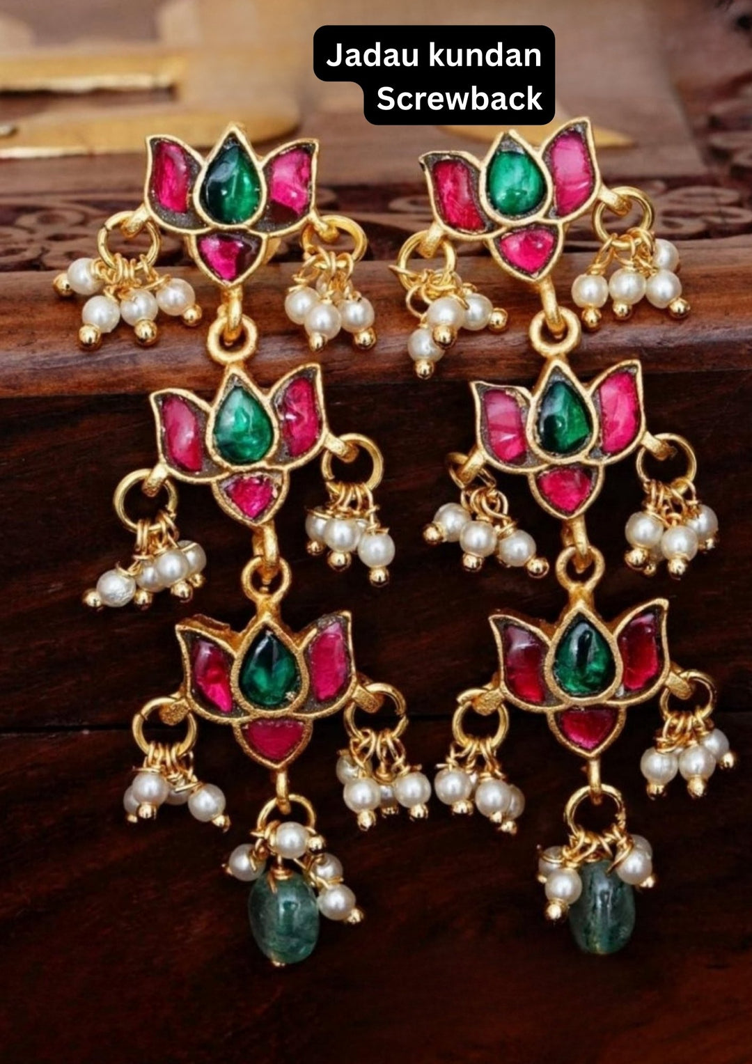 Jadau Kundan Screwback Earrings yle175