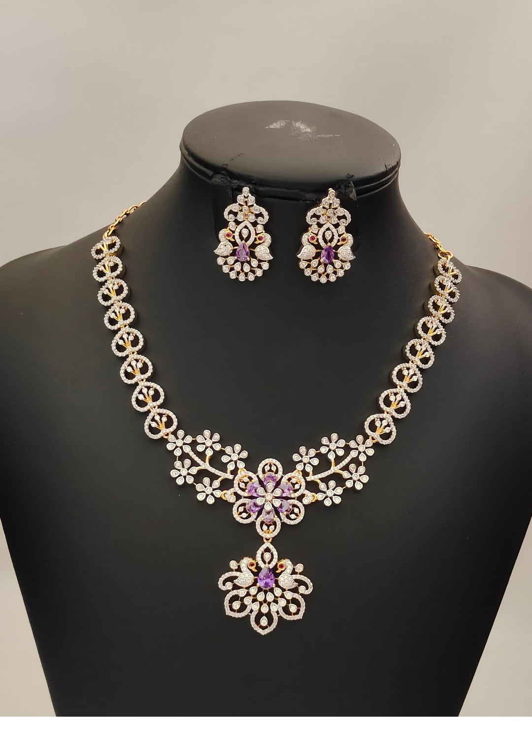 Pure Zirconian Diamond Necklace with Earrings s240012