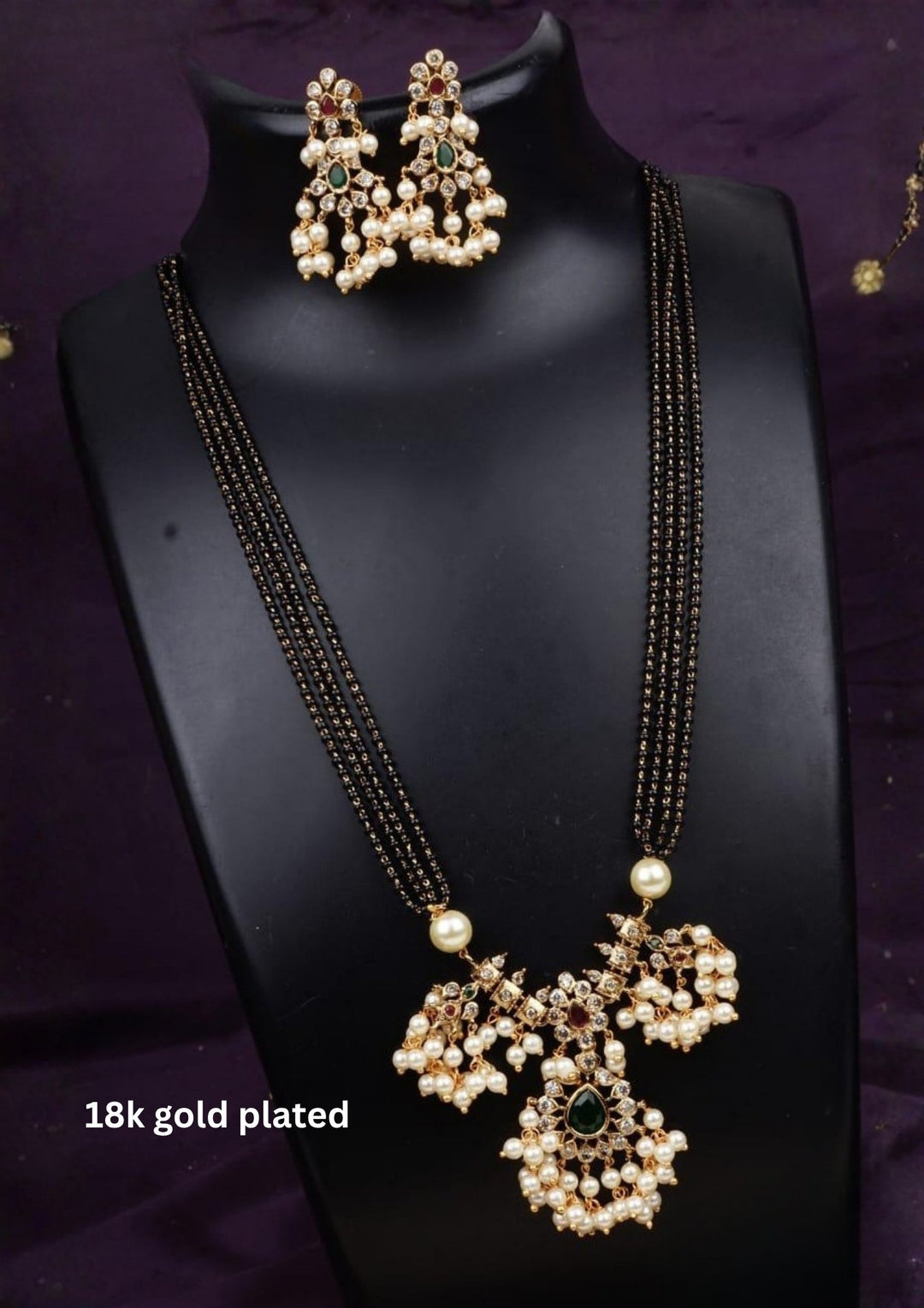 Kundan Matt Mangalsutra with Earrings c106520