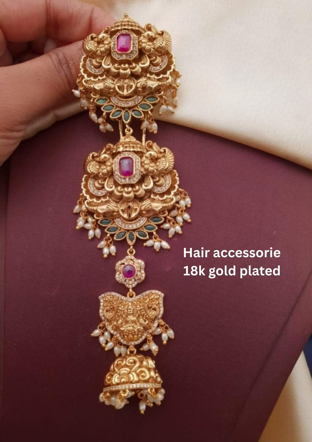 Kundan Temple Brass Base Hair Accessories g 101250
