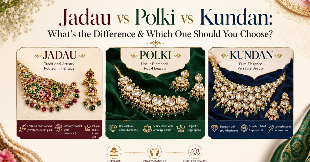 Jadau vs Polki vs Kundan: What’s the Difference & Which One Should You Choose?