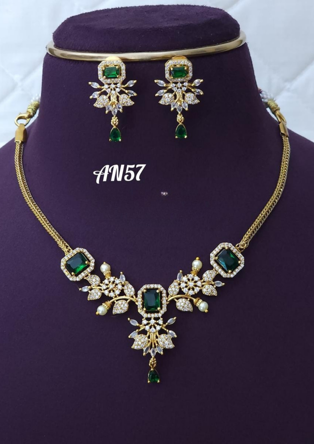 Kundan stone necklace with earrings AN 57