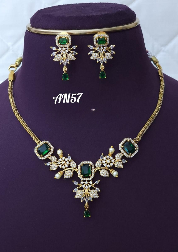 Kundan stone necklace with earrings AN 57