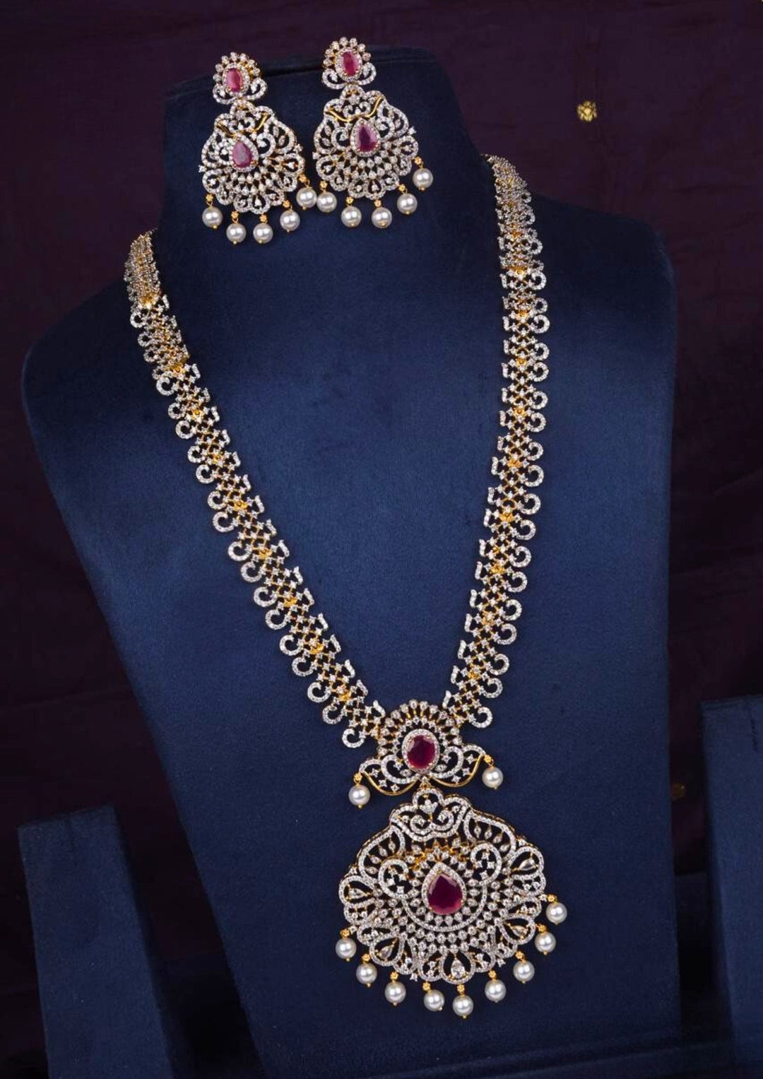 American diamond necklace with earrings c1029020.
