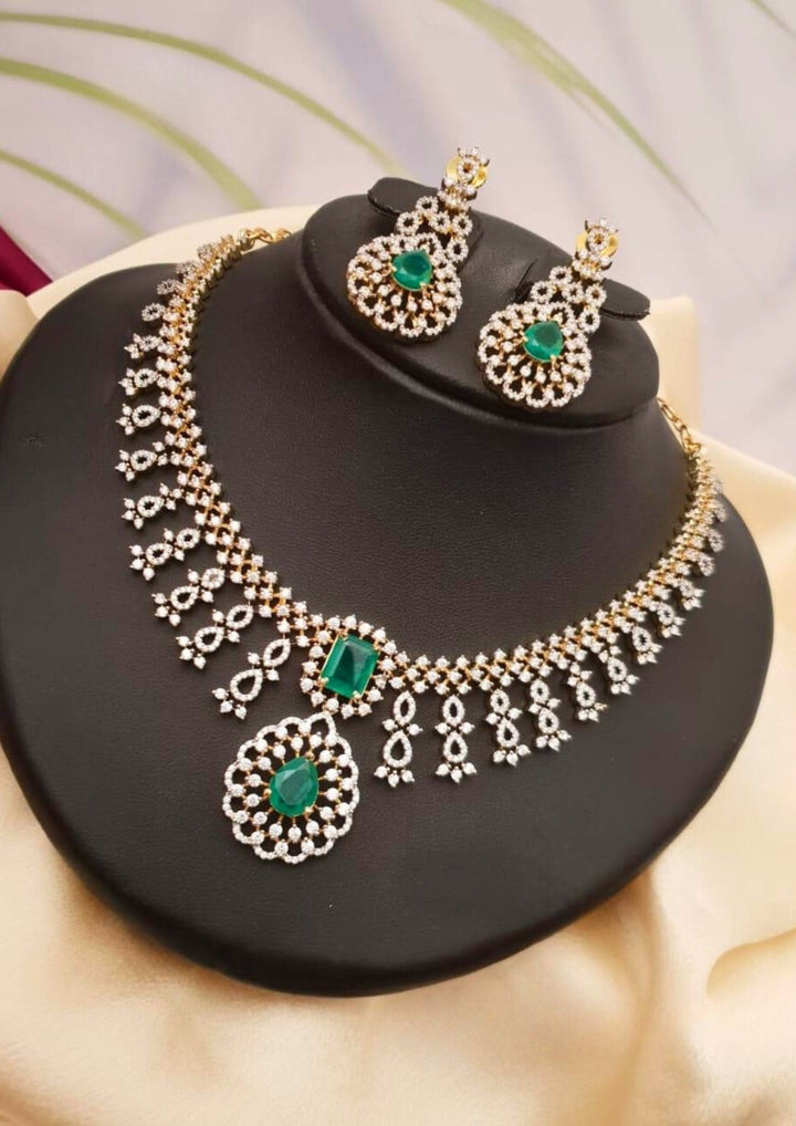 American diamond necklace with earrings g102480.