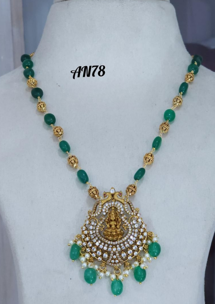 Kundan and beads temple jewelry necklace AN 78