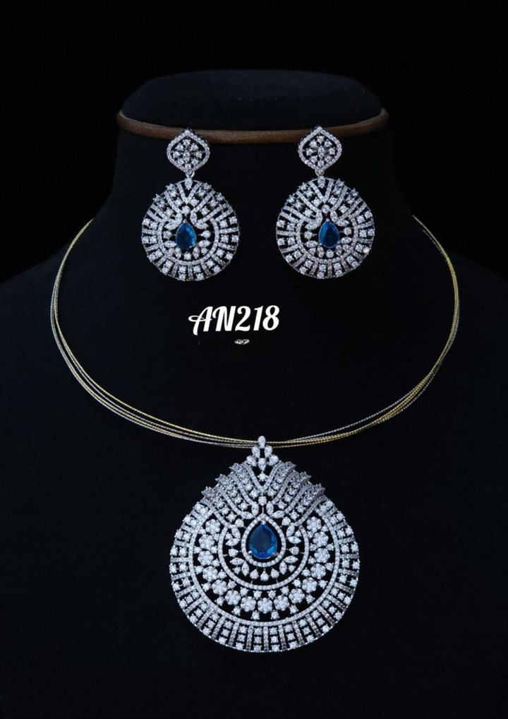 American diamond necklace with earrings AN 218