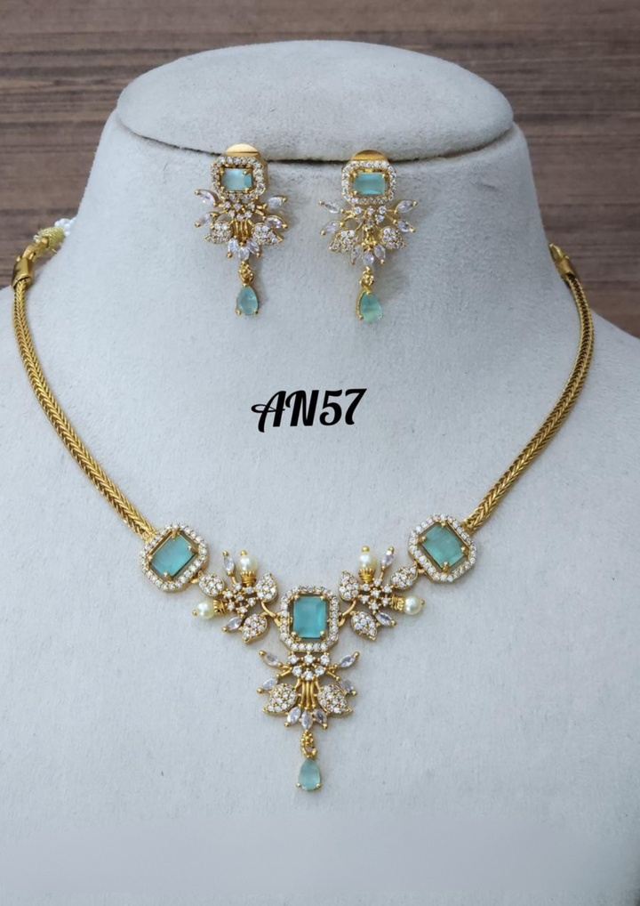 Kundan stone necklace with earrings AN 57