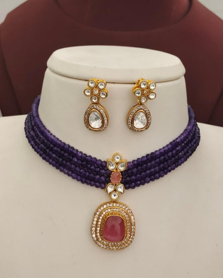 Kundan Necklace with Earrings s 250012