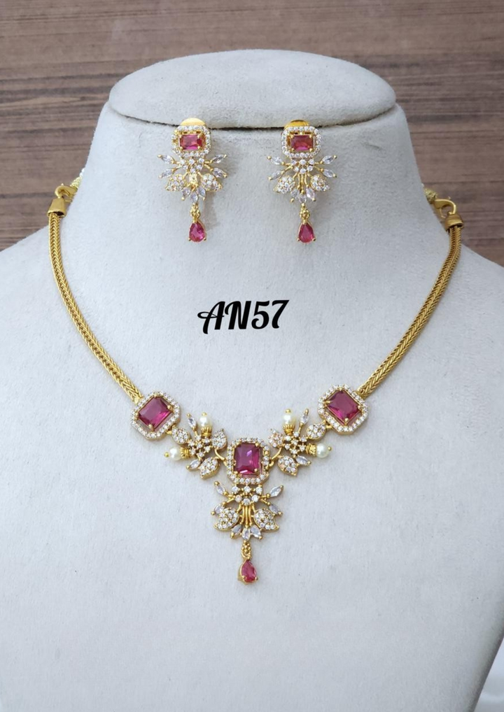 Kundan stone necklace with earrings AN 57