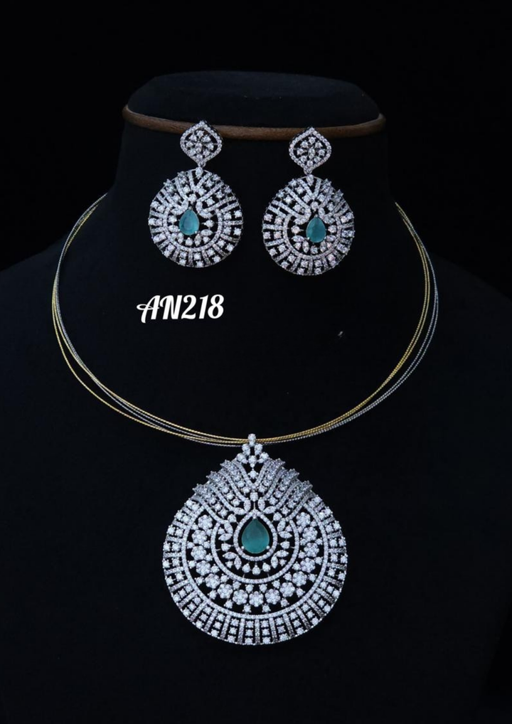 American diamond necklace with earrings AN 218