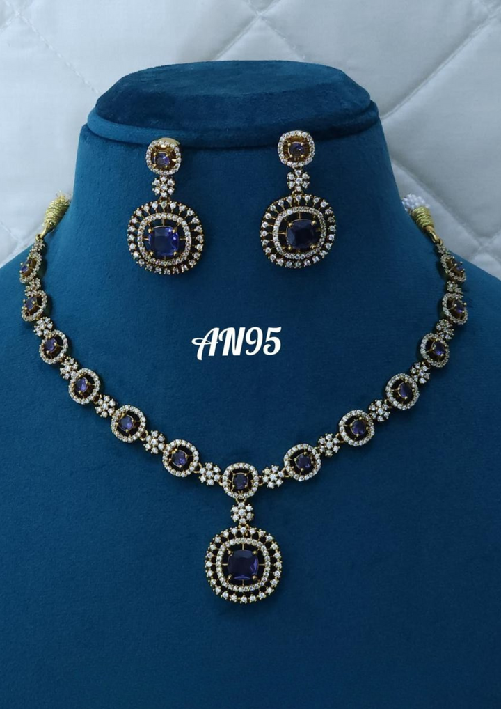 Kundan stone necklace with earrings AN 95