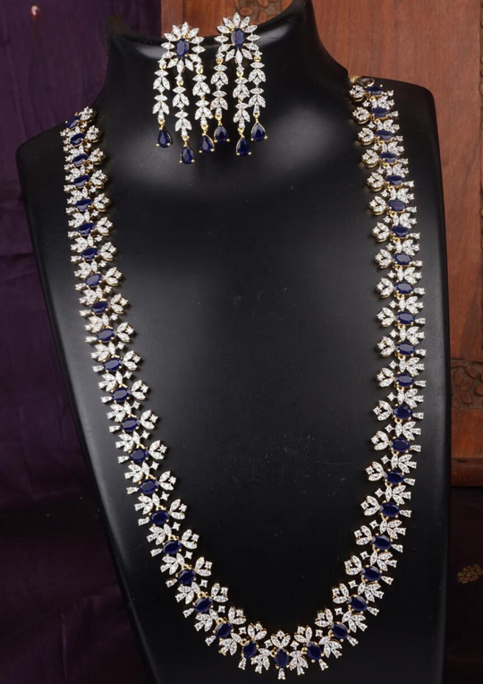 American diamond necklace set with earrings lc 1022020