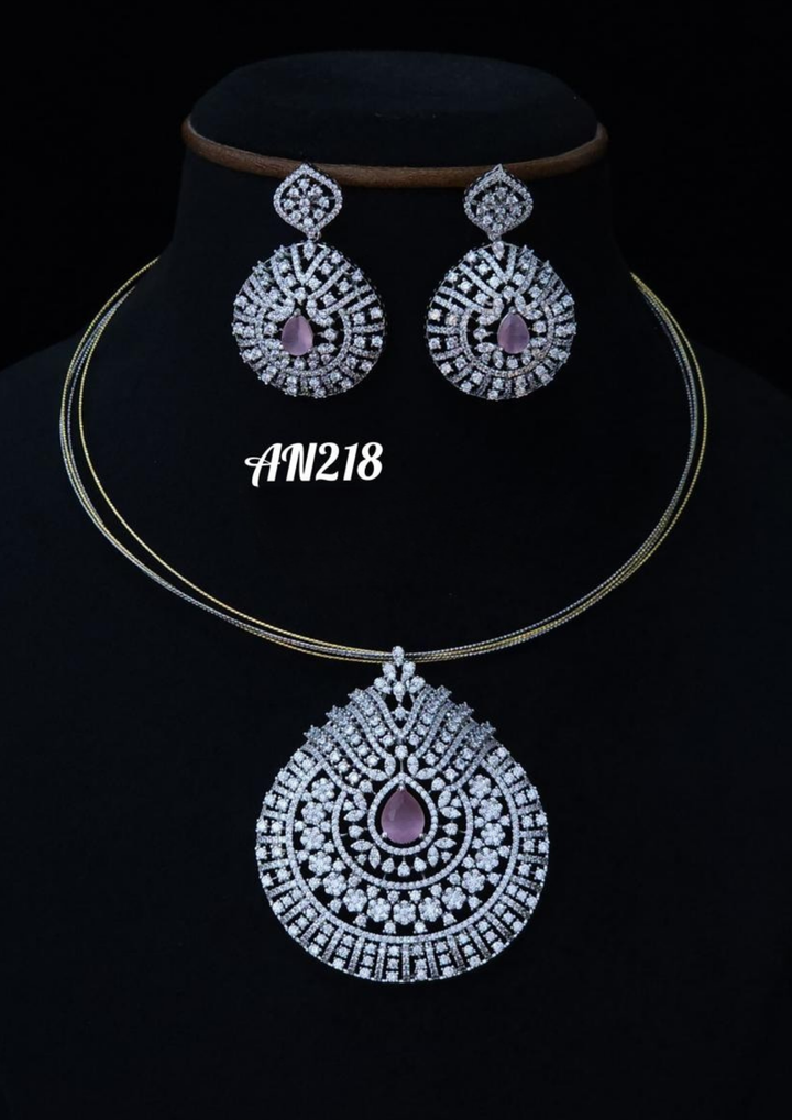 American diamond necklace with earrings AN 218