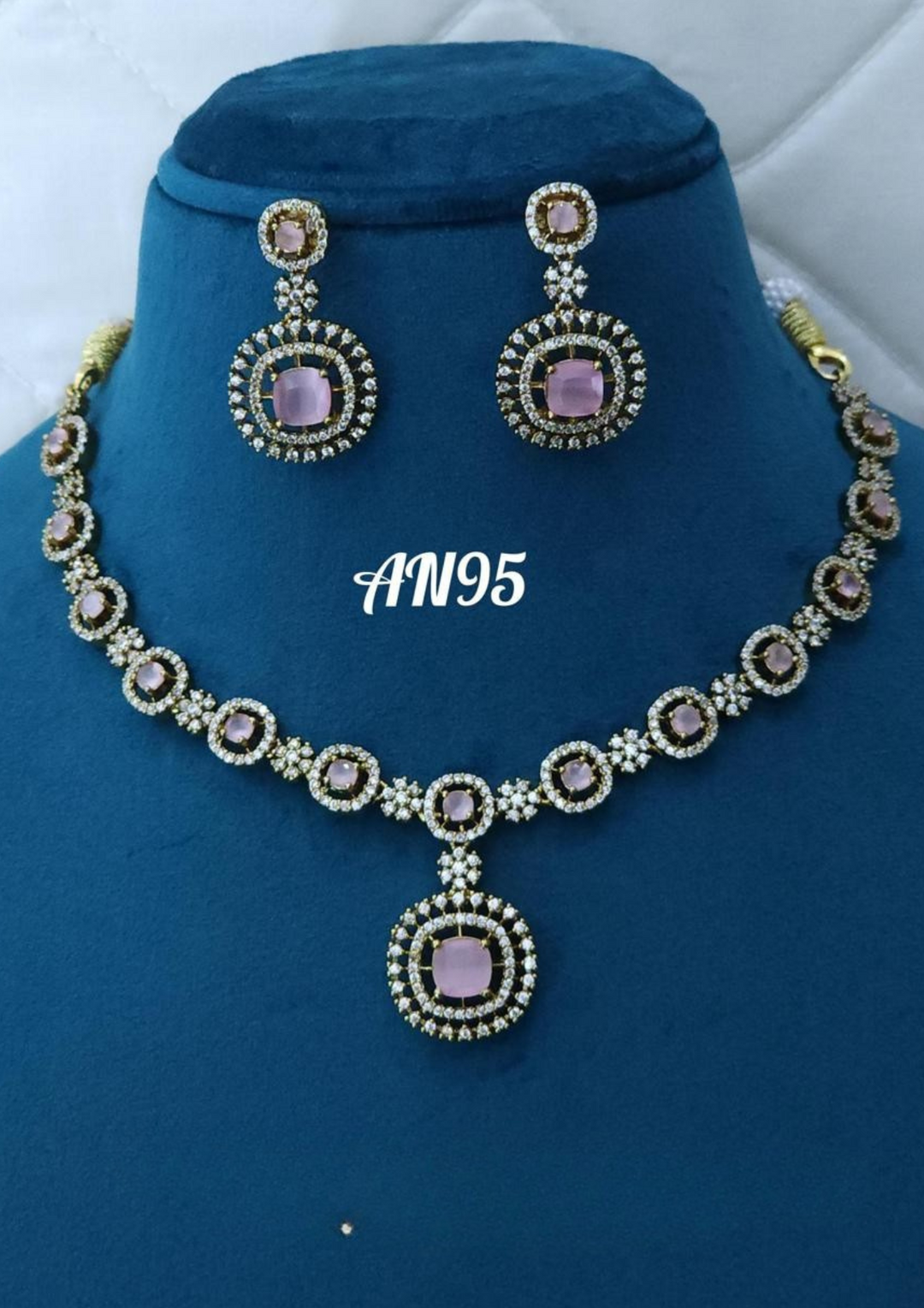 Kundan stone necklace with earrings AN 95