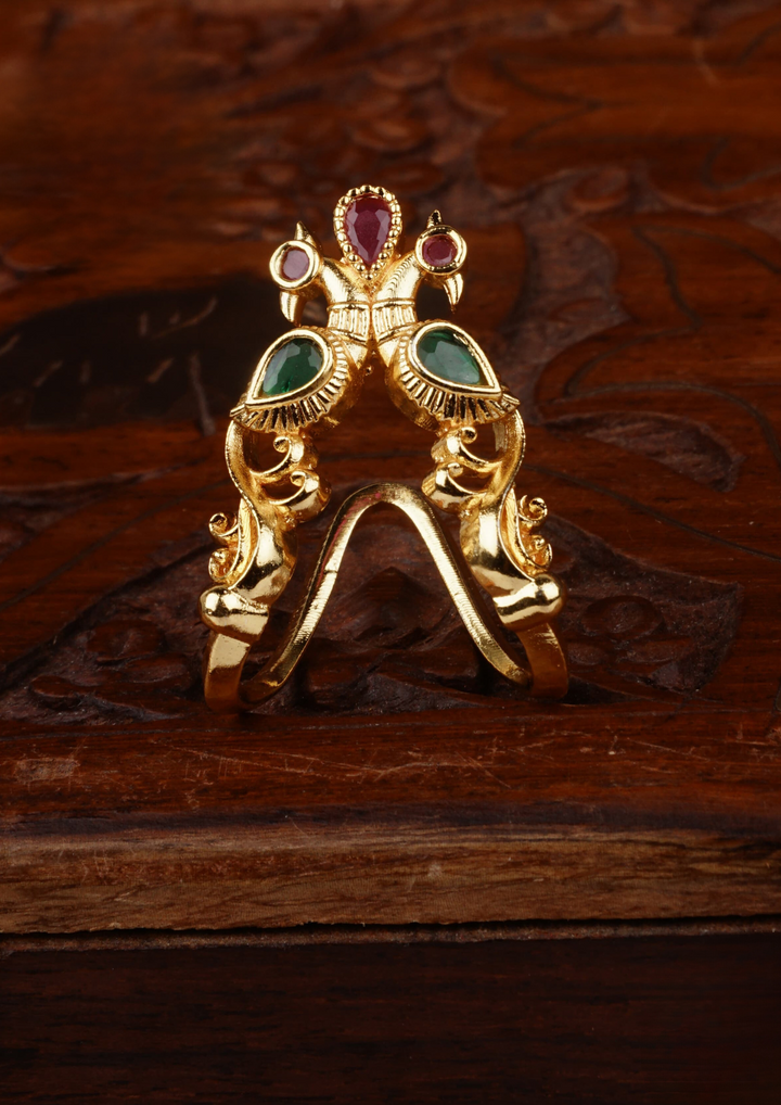 Kundan stone gold finish ring c102020
