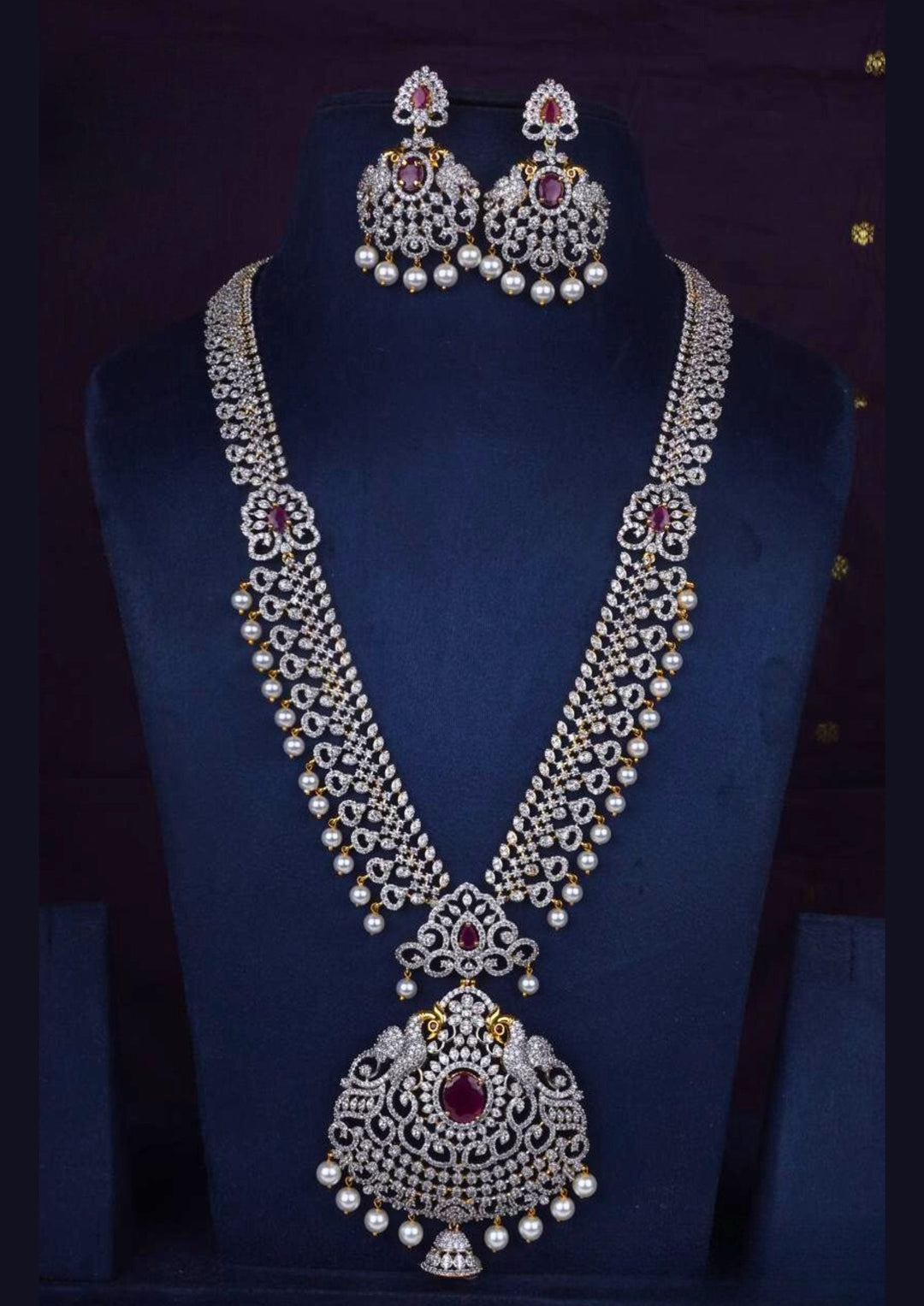 American diamond necklace with earrings c1033020.