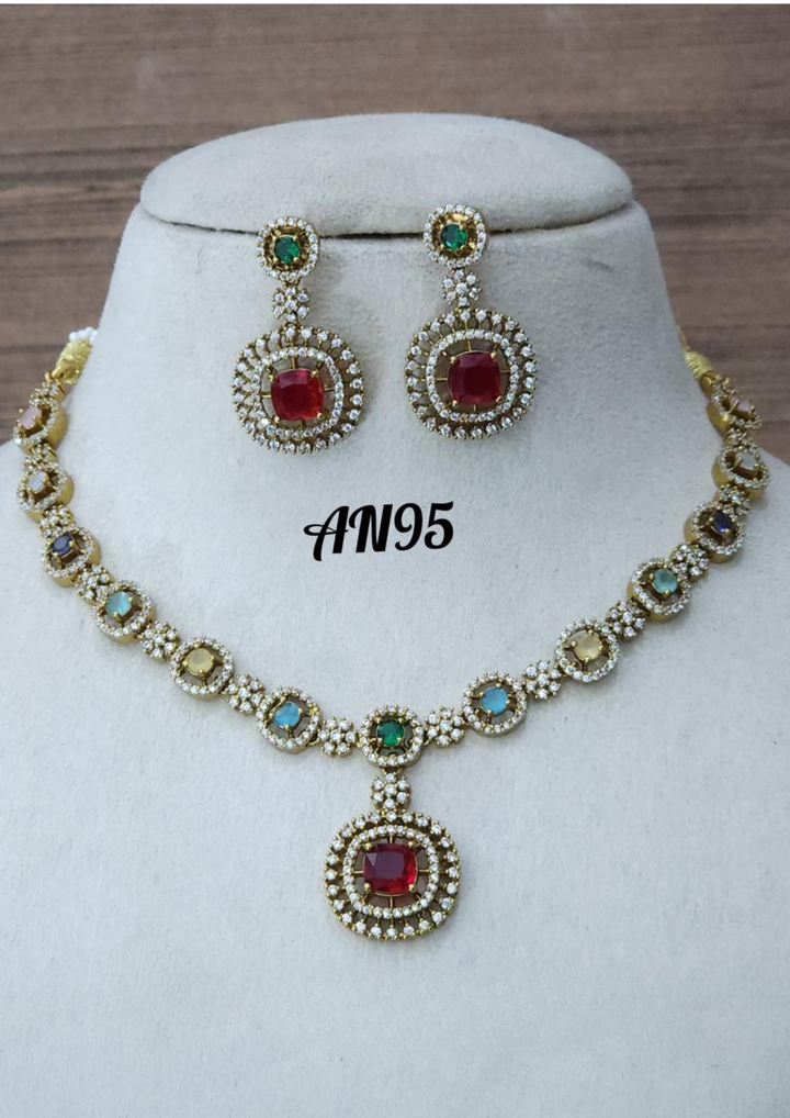 Kundan stone necklace with earrings AN 95