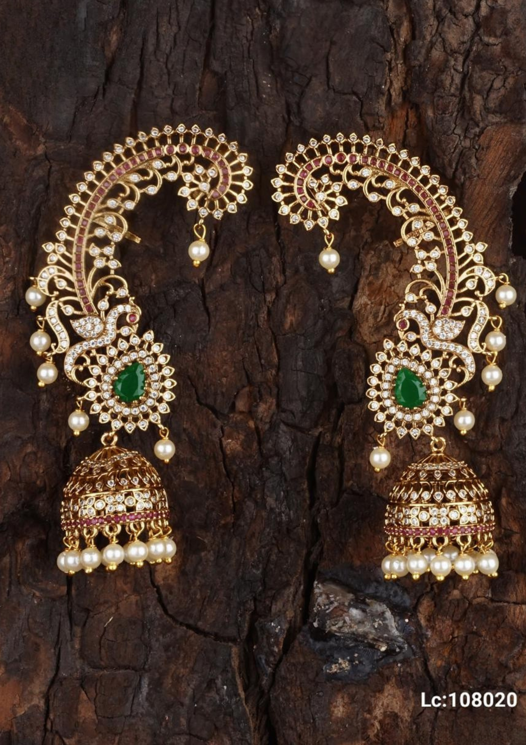Kundan and beads earrings c108020