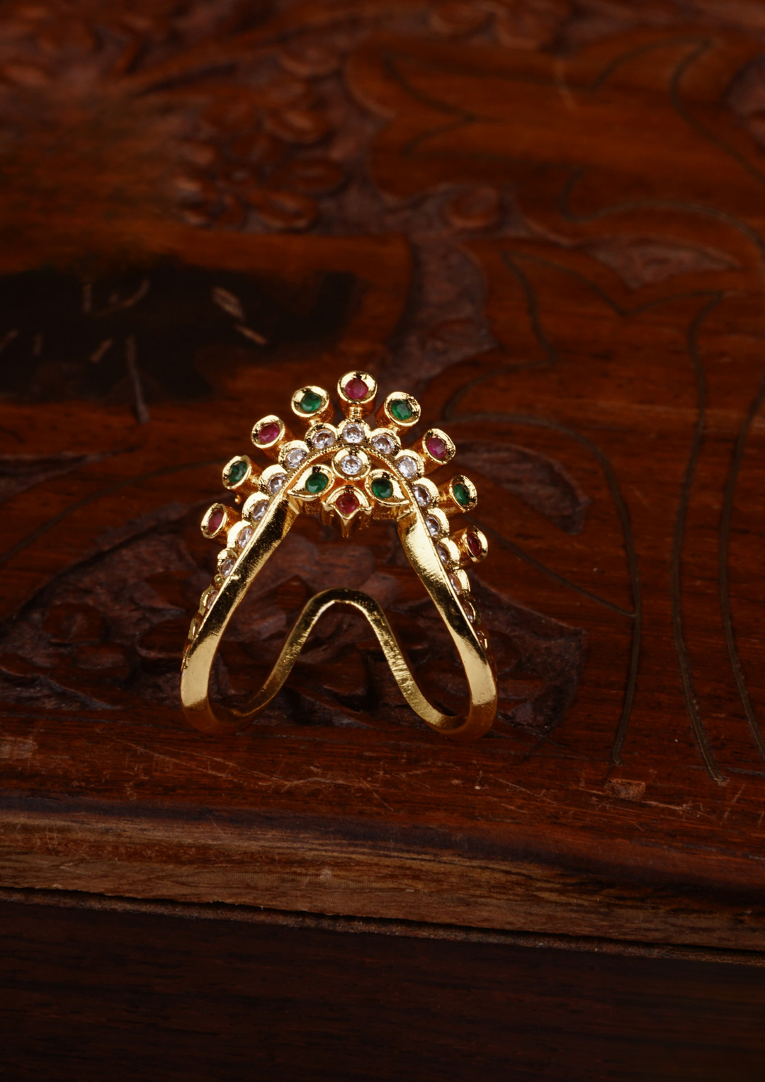 Kundan stone gold finish ring c102020