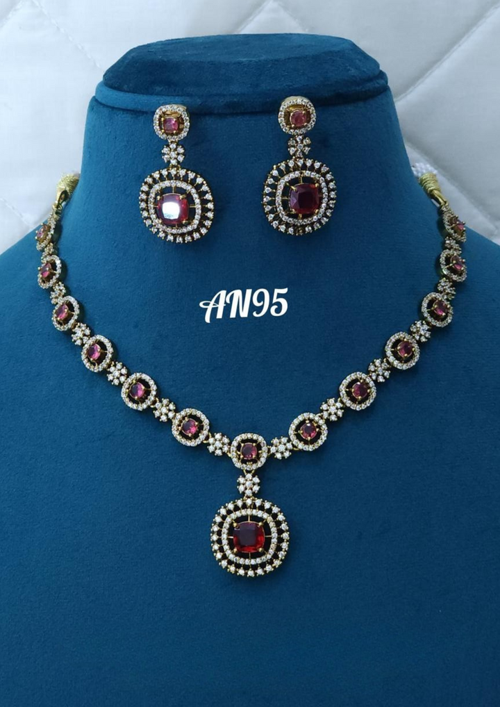 Kundan stone necklace with earrings AN 95