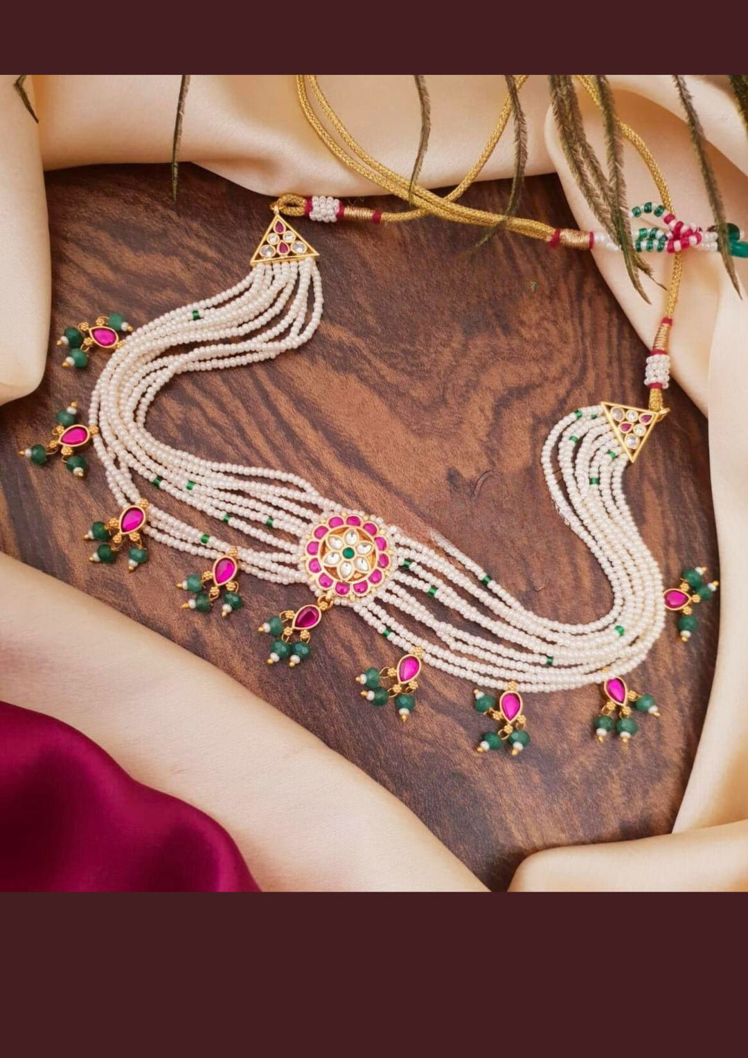 Jadau kundan and beads necklace ssg 101250.