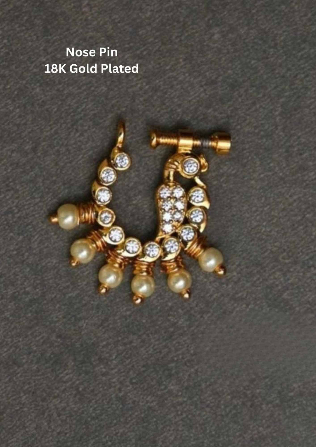 18K gold-plated nose pin with pearls