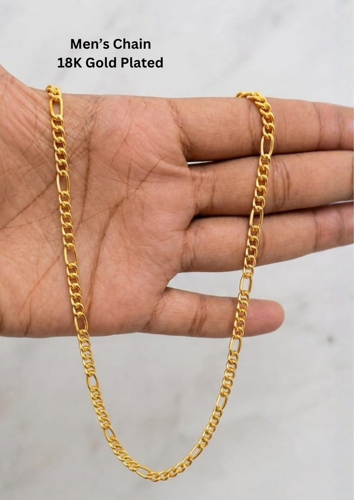 18k Gold Plated Figaro Mens Chain