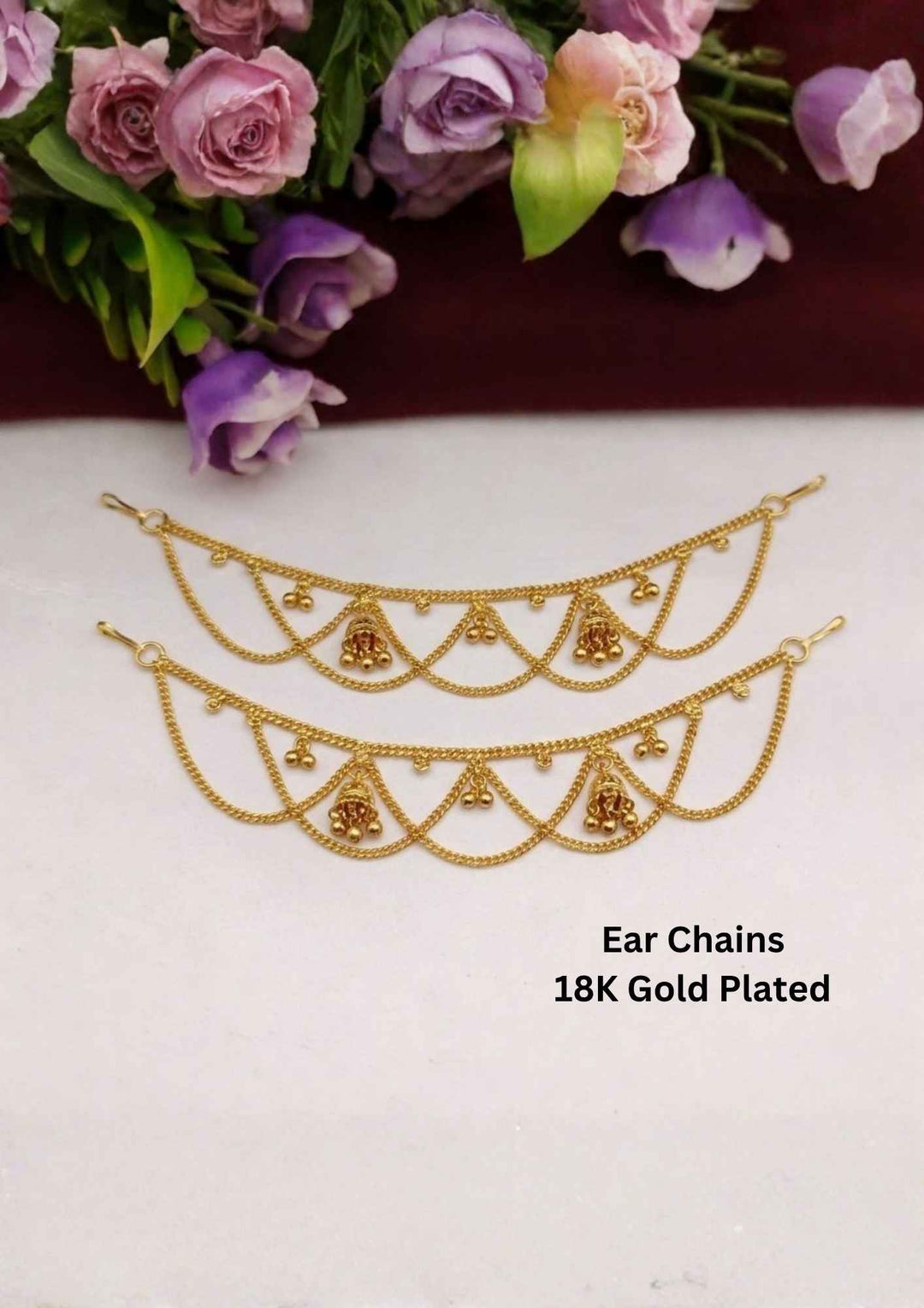 18k Gold Plated Traditional Earchains (chempaswaralu) 