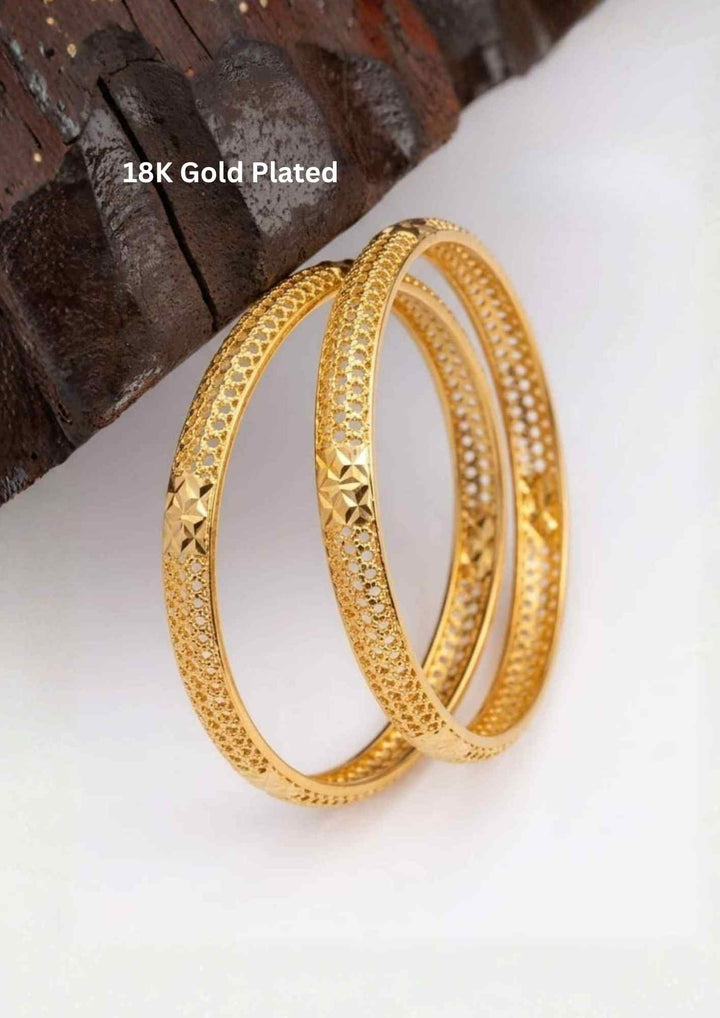 18k Gold Plated Traditional Jali Work Bangles (Set of 2)