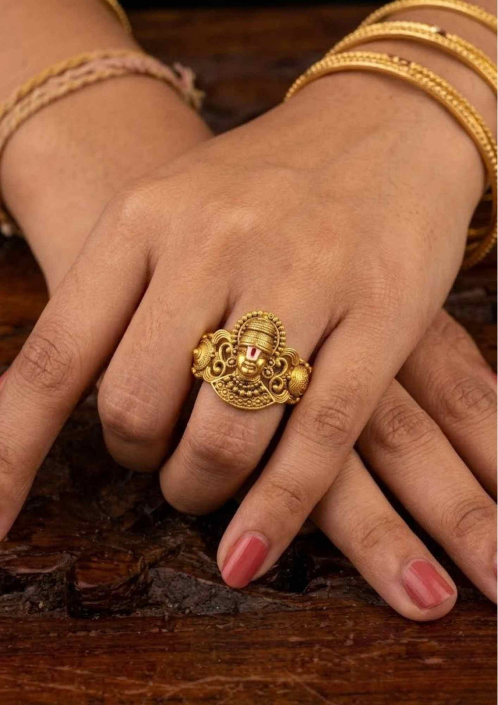 18k Gold Plated Adjustable Balaji Finger Ring
