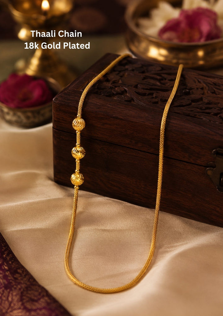 18K gold plated ball design thali chain with waterproof, anti fade used for dailyware , officeware , weddings, festivals and ideal for gifting. 