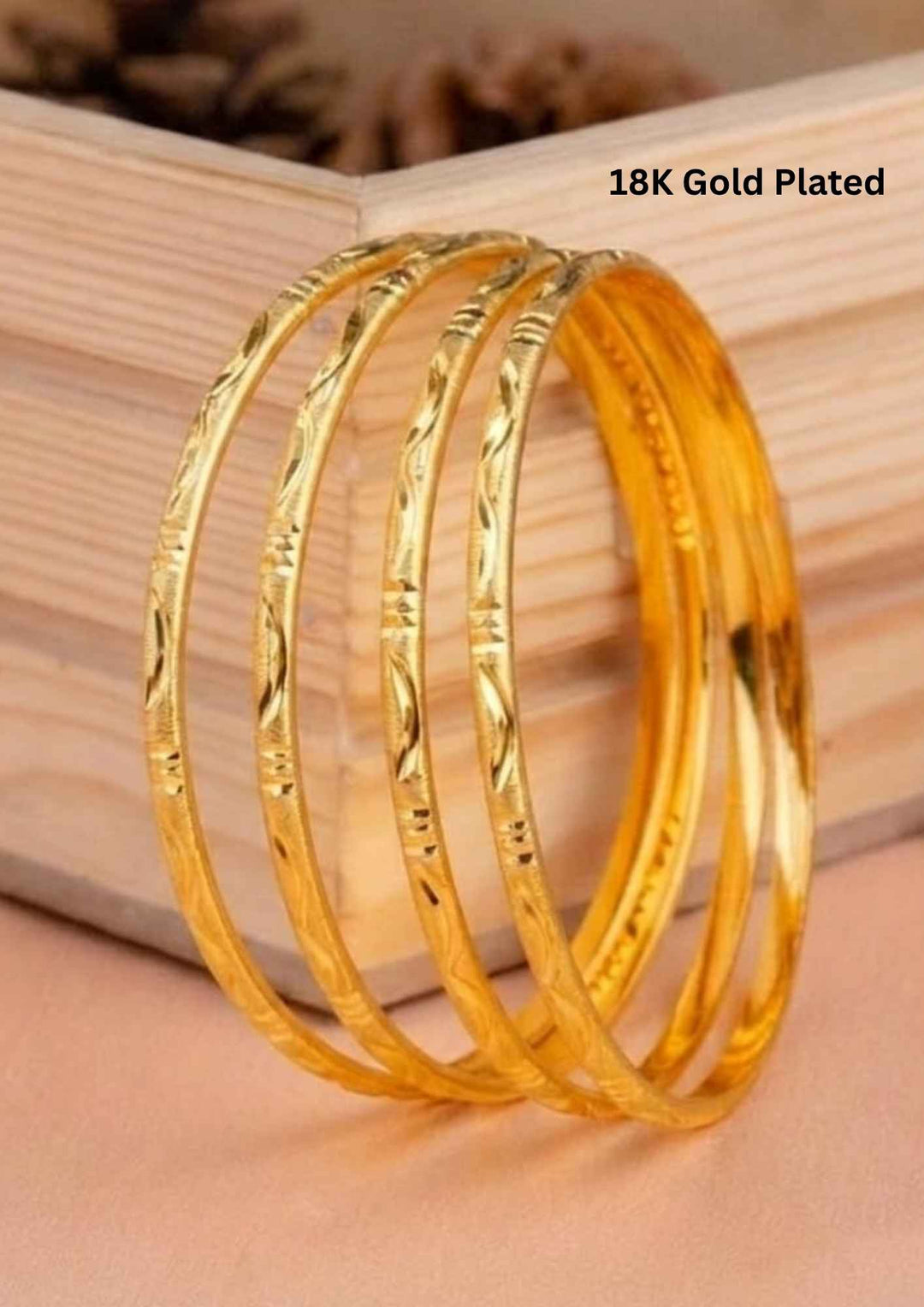 18k Gold Plated Bangles  Ideal For Dailywear (Set of 4) 
