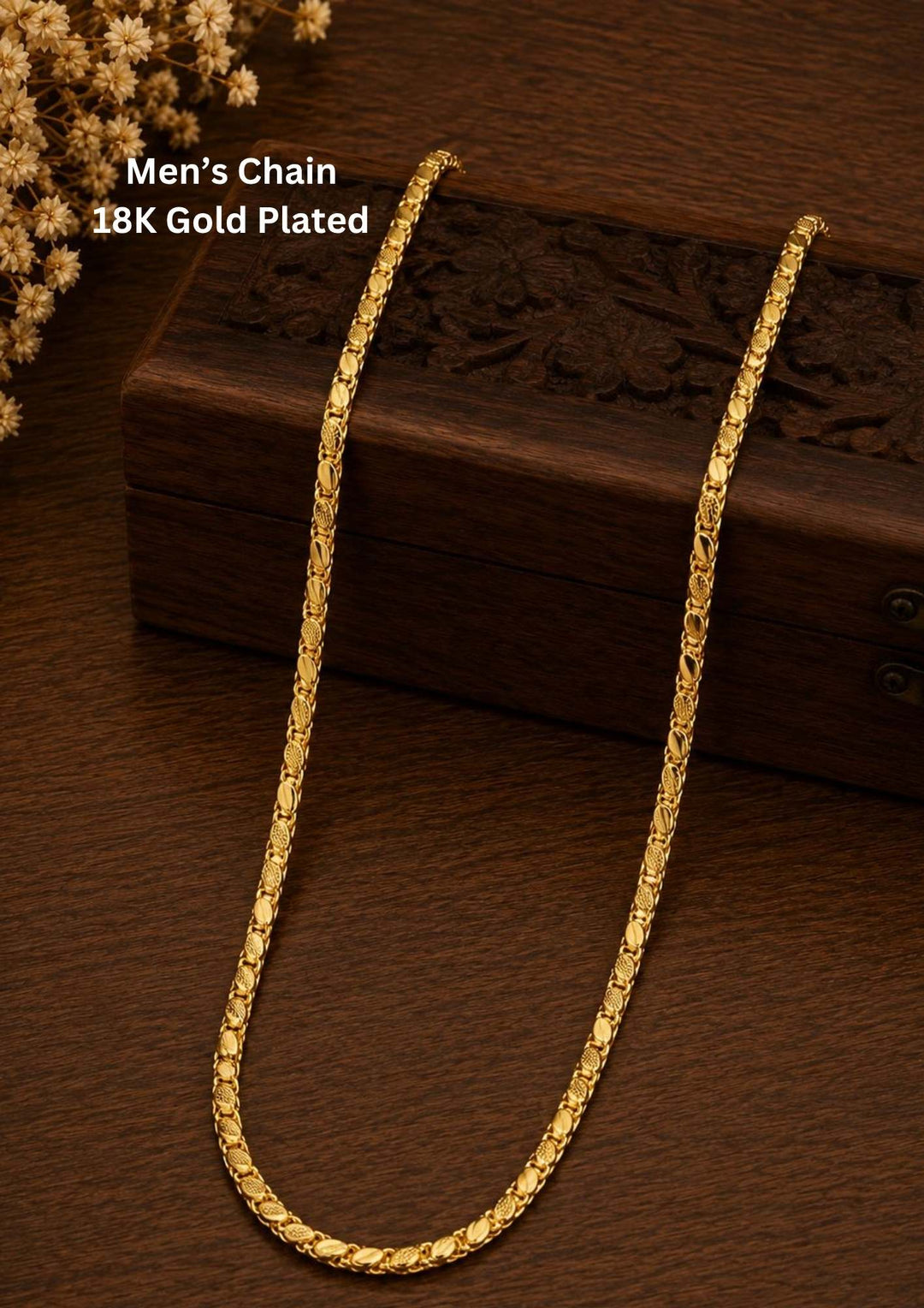 18k Gold Plated Men's Floral Chain 