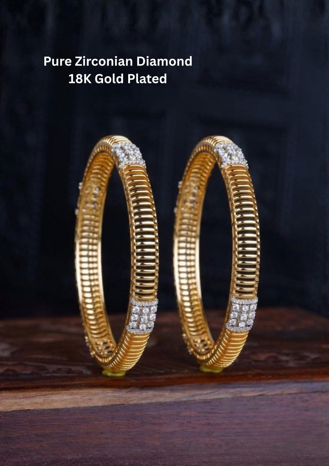 Gold Plated Pure Zirconian Diamond  Bangles set of 2 