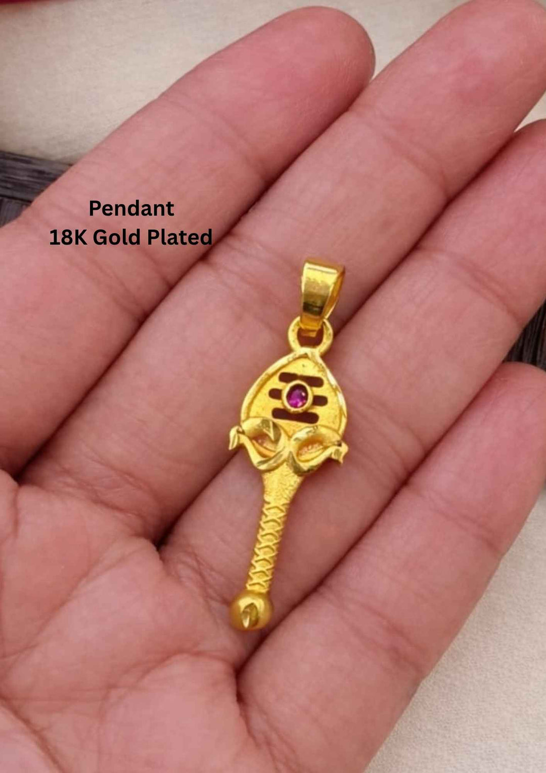18k Gold Plated Temple Murugan's Vel Pendant 