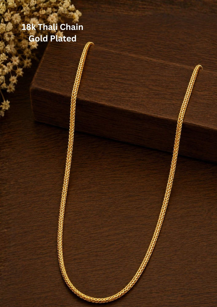 18k gold plated thali chain design in pattern of double chain braid model perfect for dailywear