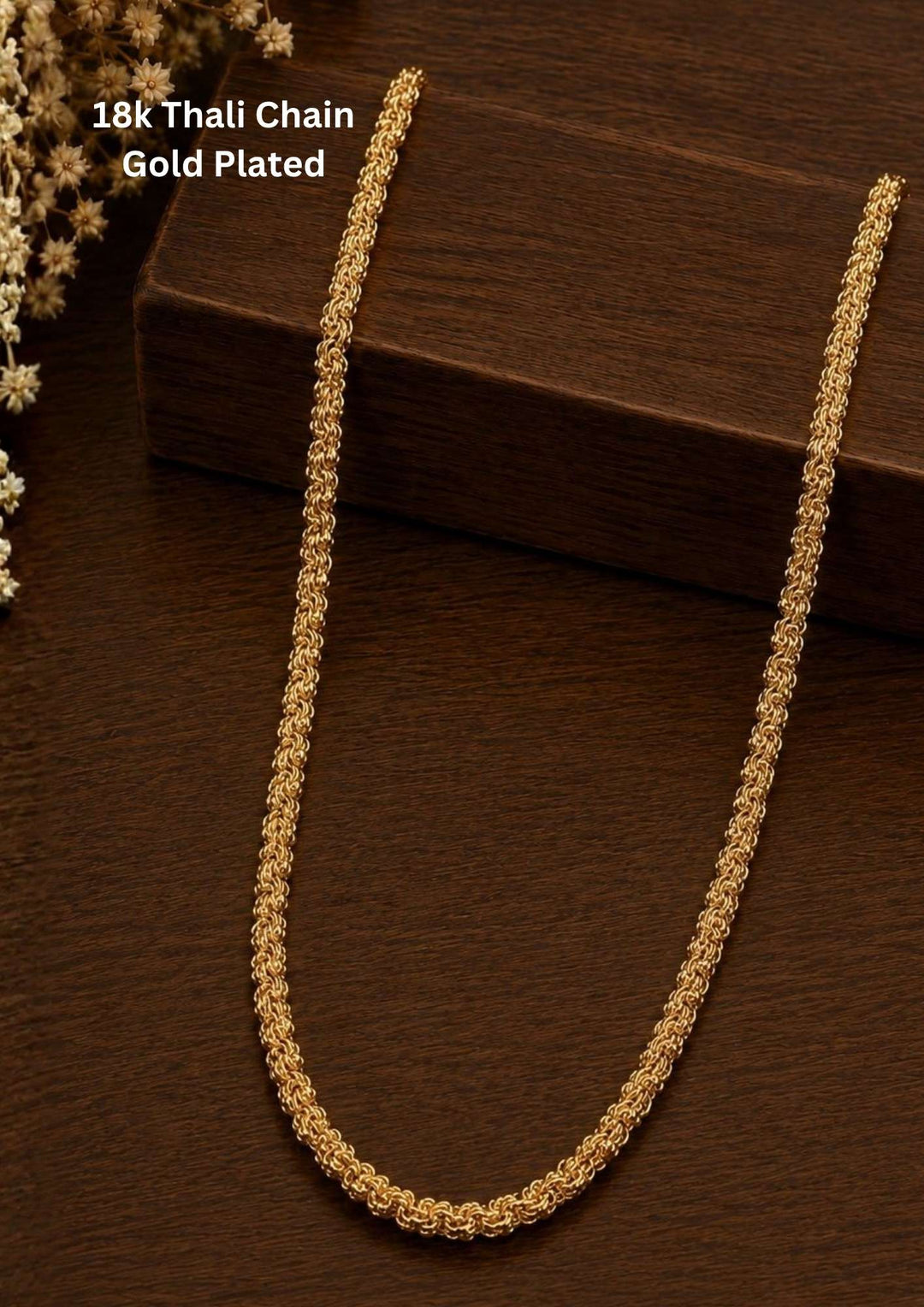 18k gold plated thali chain design in pattern of double chain twisted model perfect for dailywear, festivals