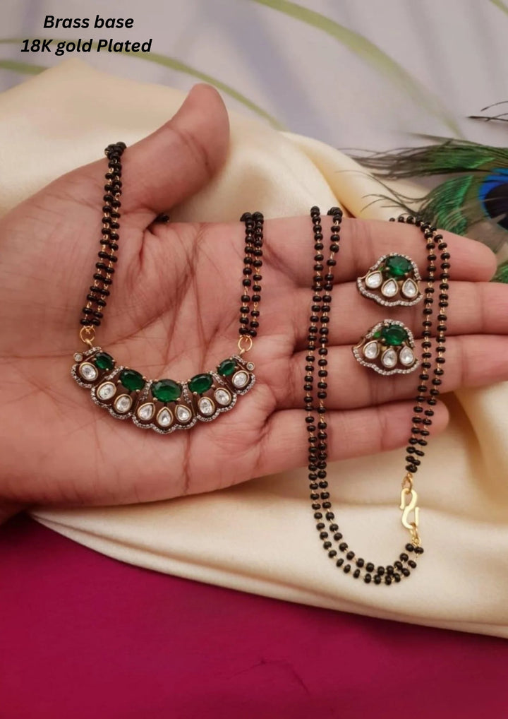 Kundan Stone Mangalsutra With Earrings g 10850