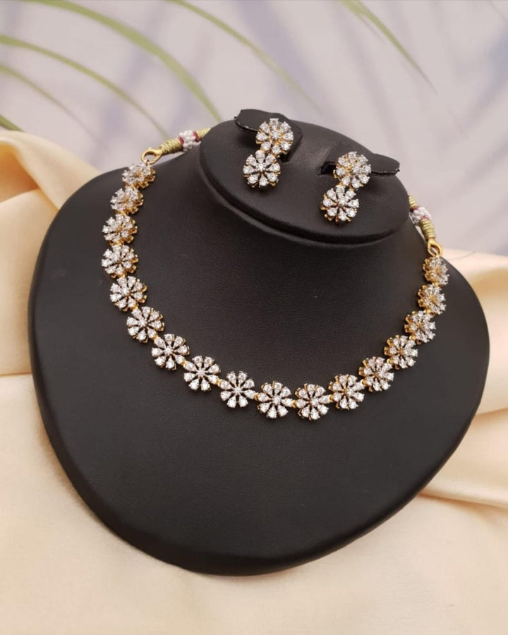 Pure Zirconian Diamond Necklace with Earrings