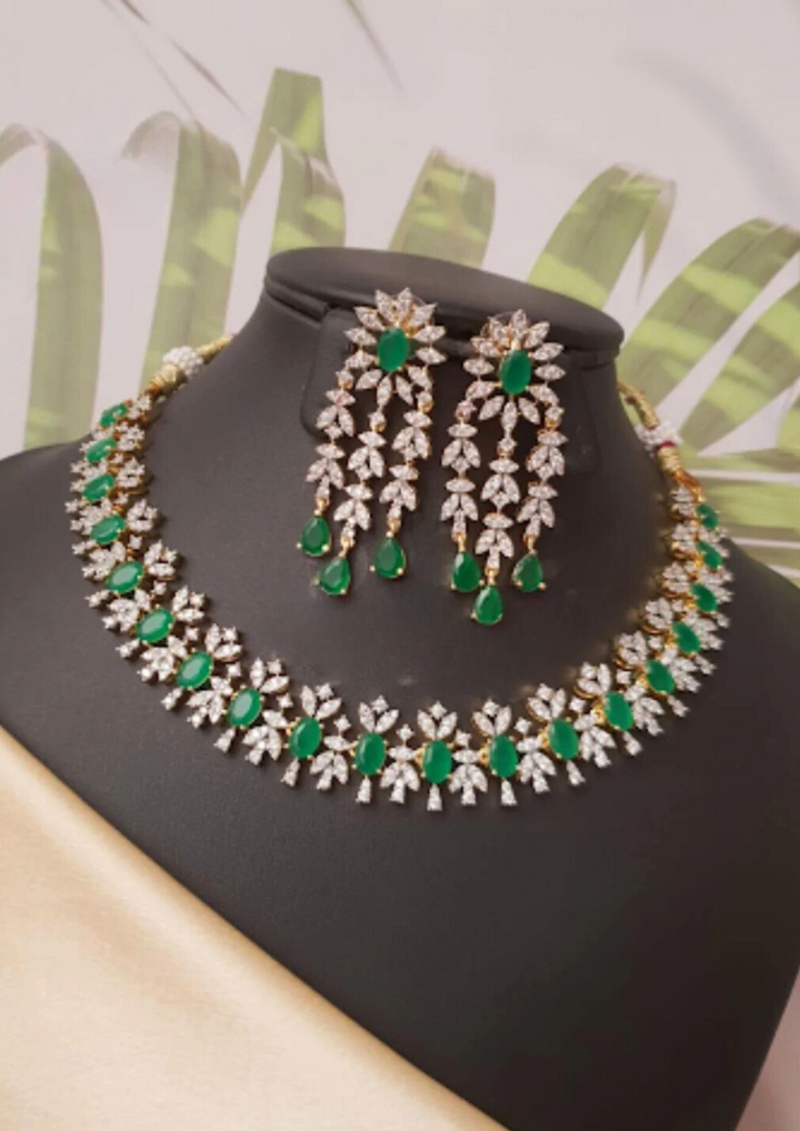 American diamond necklace with earrings ssg 101500