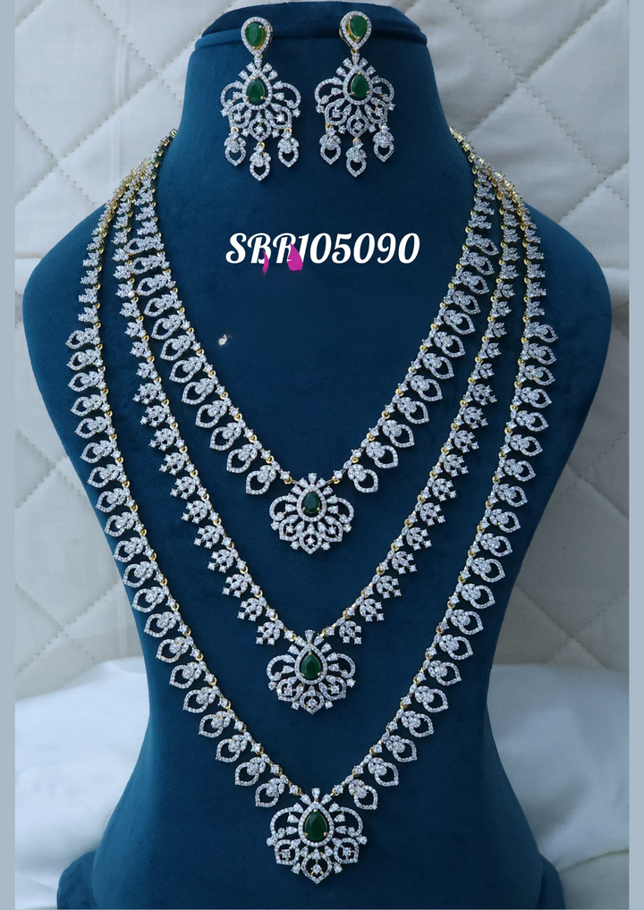 American diamond necklace with earrings sbr 105090