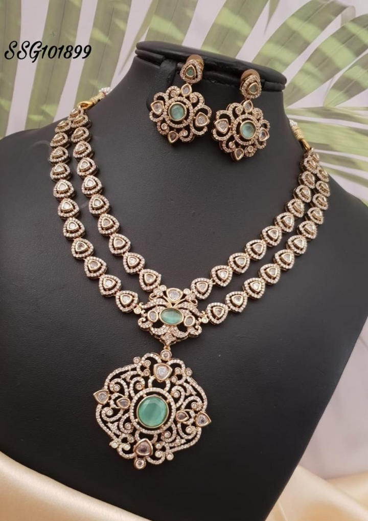 Kundan stone necklace with earrings ssg 101899
