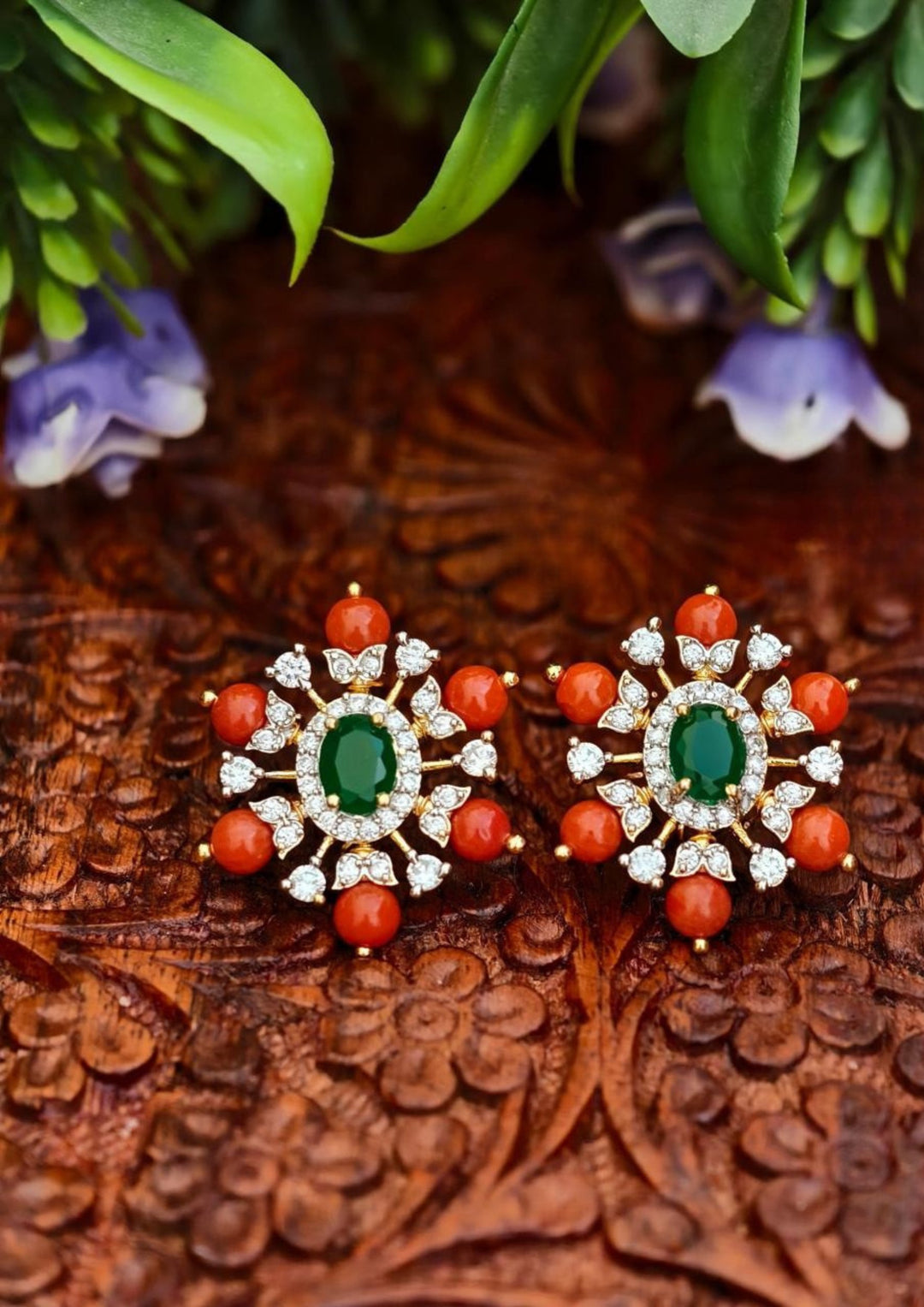 Kundan stone earrings s70005