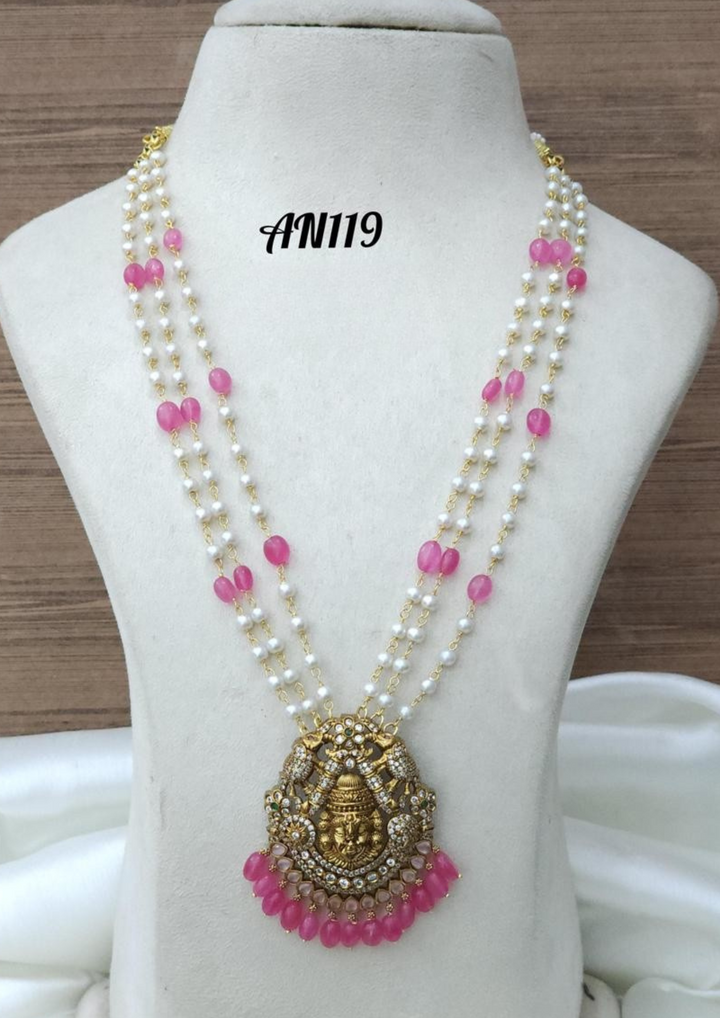 Kundan and beads temple jewelry necklace AN 119