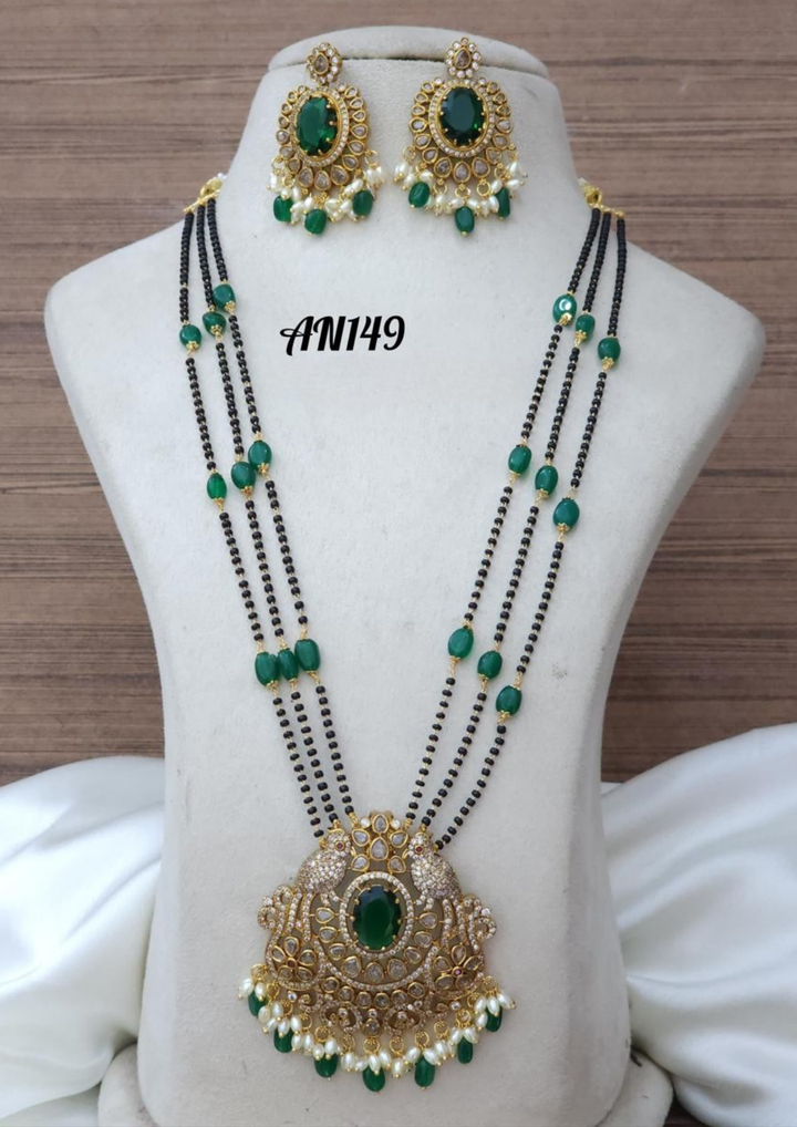 Kundan and beads necklace with earrings AN 149