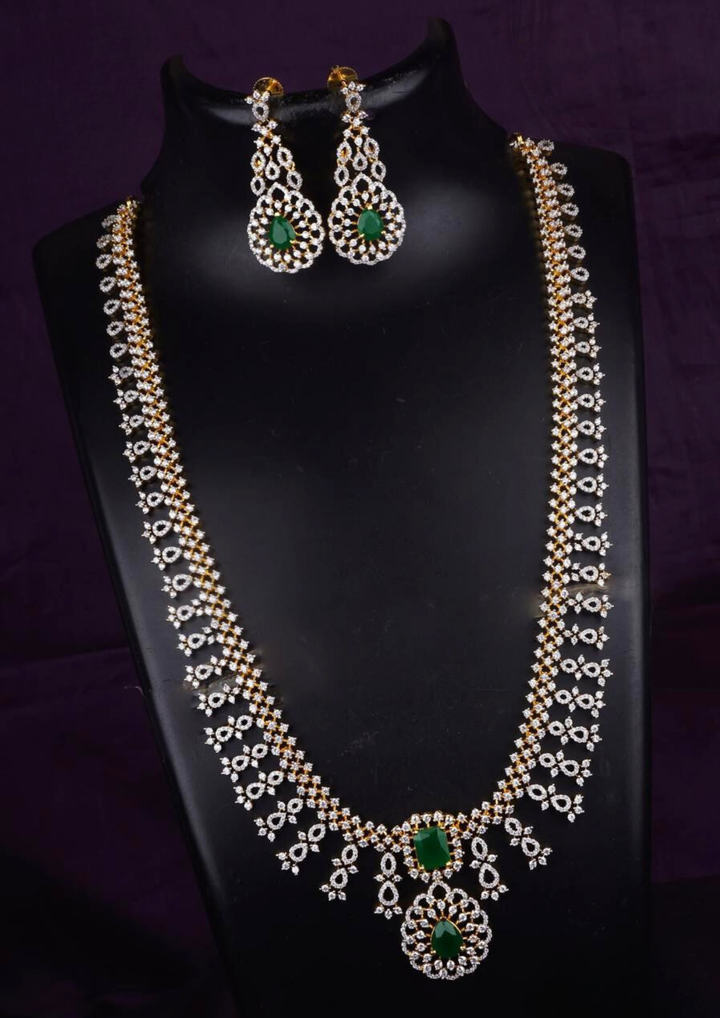 American diamond necklace with earrings lc 1030020