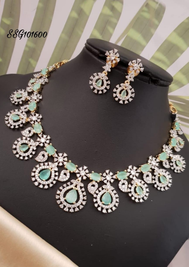 Kundan stone necklace with earrings ssg 101600