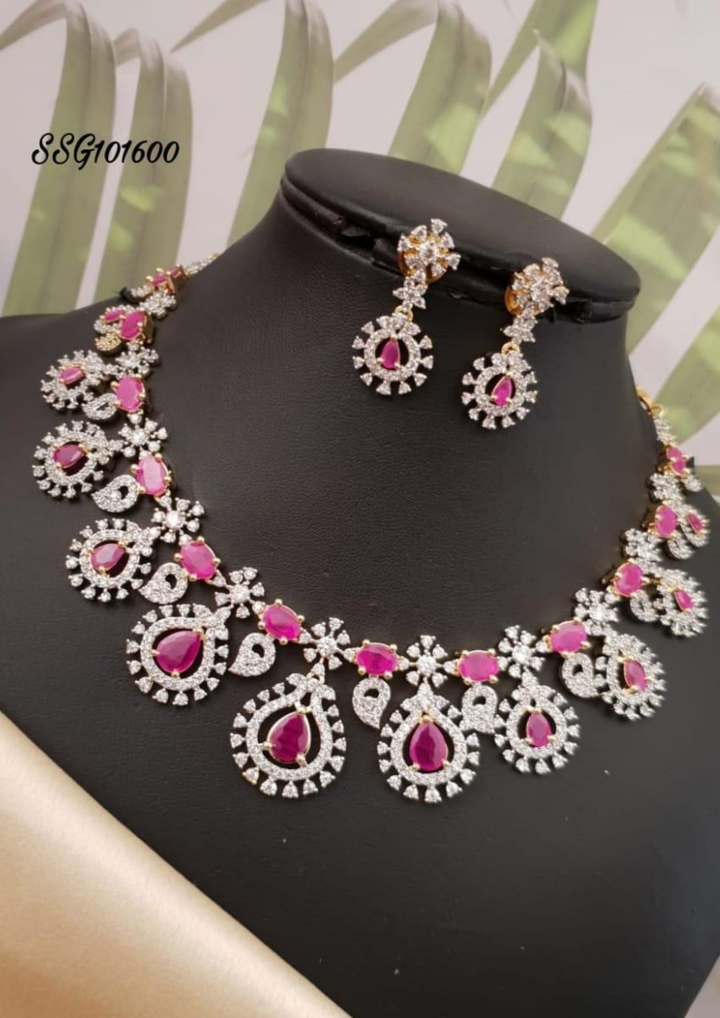 Kundan stone necklace with earrings ssg 101600