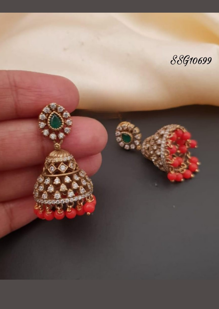 Kundan and beads earrings g 10699